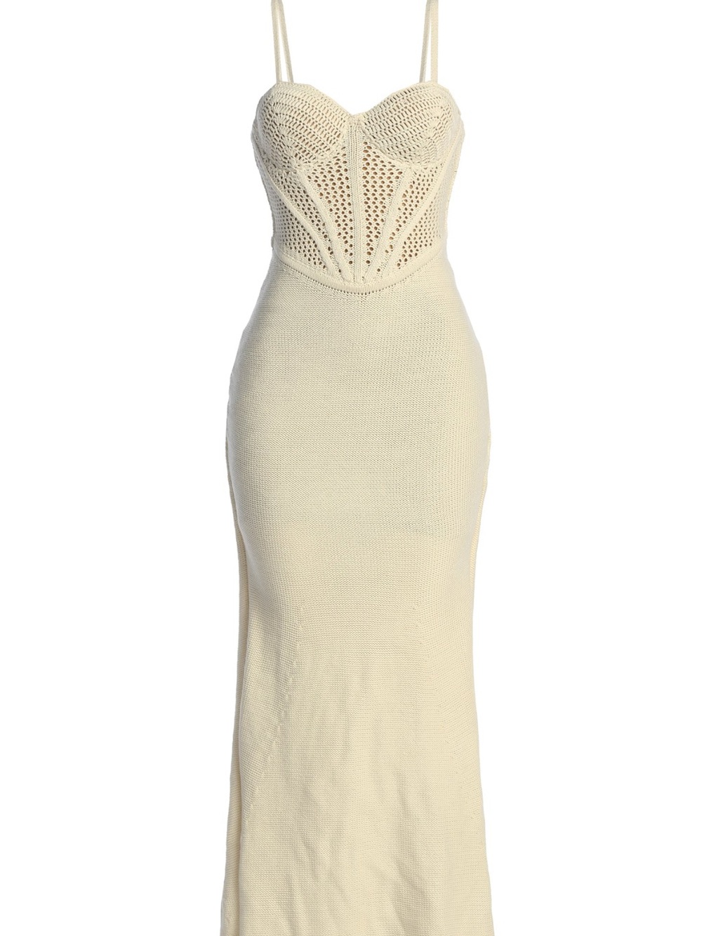 Cream Knit Maxi Dress with Corset Bust